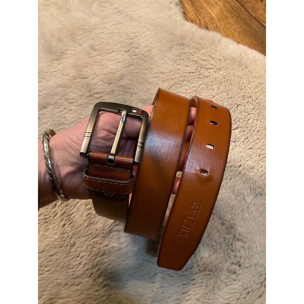 Tommy Hilfiger Belt‎ Size 36 Brown Leather Mens 1.5" Width